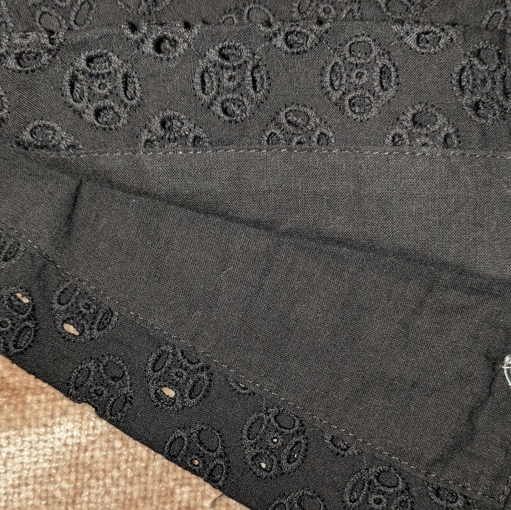 J.Crew Factory Black Eyelets Peplum Top - Picture 5 of 9